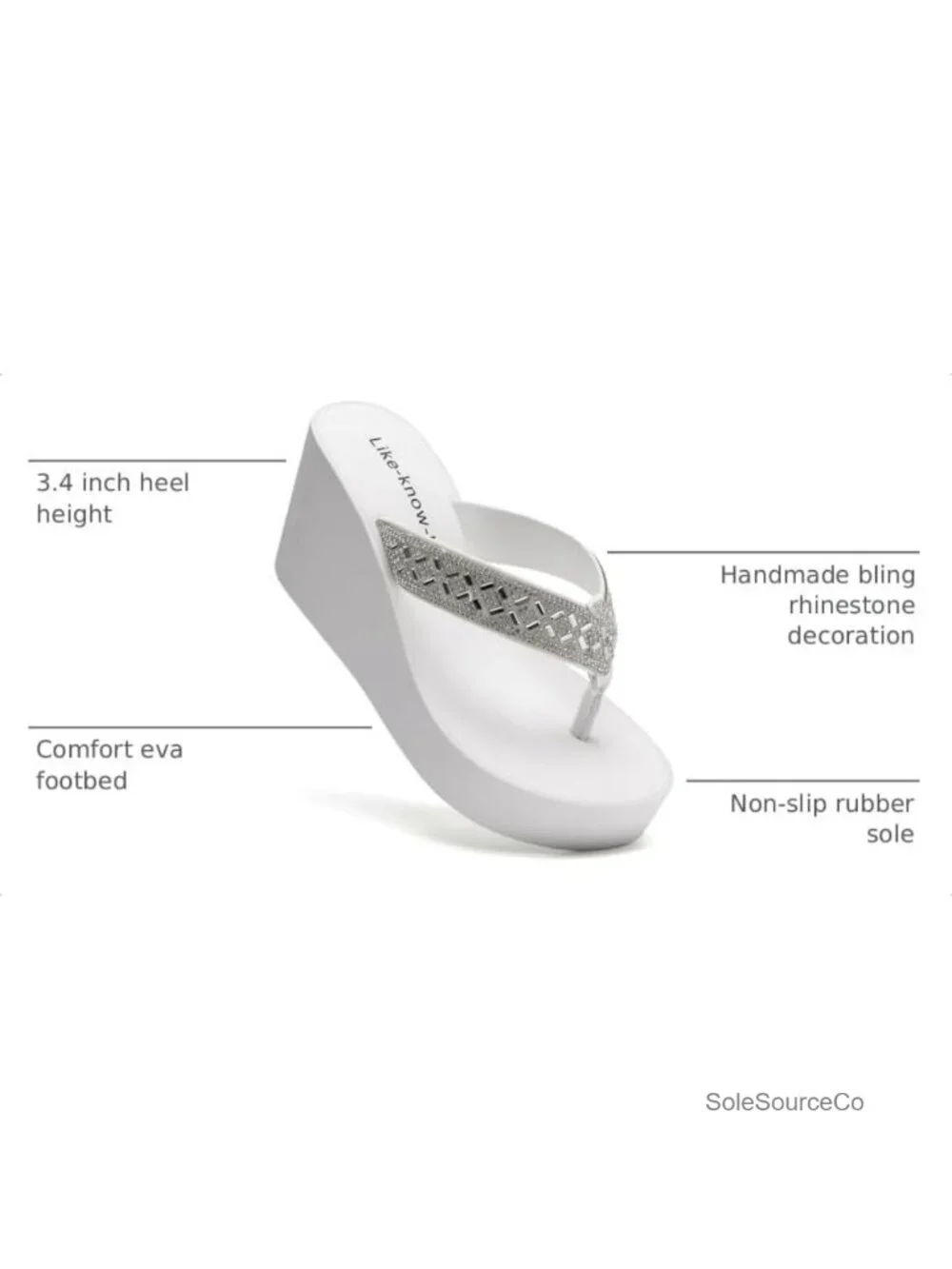 Rhinestone Wedge Sandals Platform Flip Flops Wedding Shoes Dressy